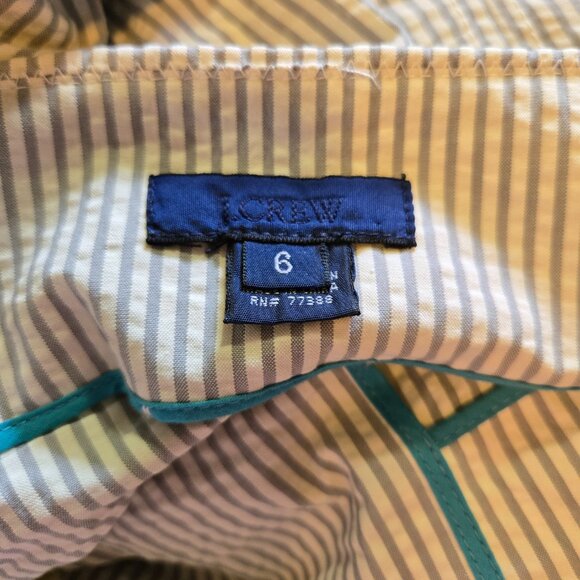 J Crew Gray & White Striped Seersucker Nautical Academia Pleated Cotton Skirt - Picture 8 of 12